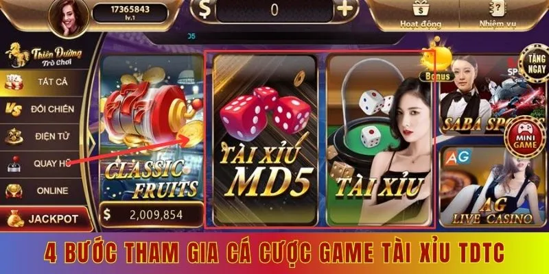 4 bước tham gia cá cược game tài xỉu tdtc